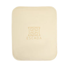 A beautifully Escada heirloom baby blanket in a soft antique white front