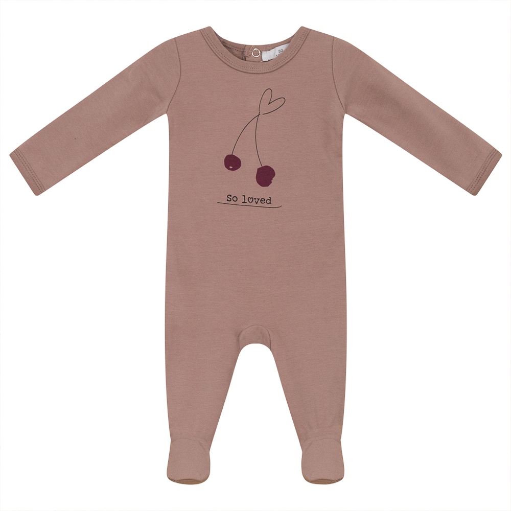 So Loved Rose Cloud Cherry Print Footie