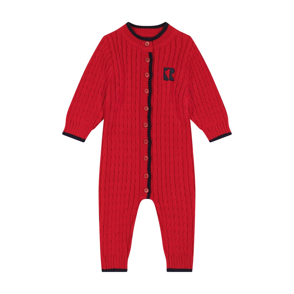 Retro Kid Red Aspen Cable Knit Romper