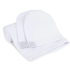 Ely's & Co White Swaddle and Beanie Gift Set