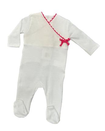 La Mascot White/Fuschia Linen Wrap Footie