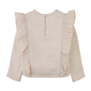 The back view of the neutral beige Gingersnaps girls top, showing its clean and simple cut.