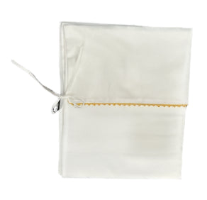 La Mascot White/Gold Trim Linen Blanket