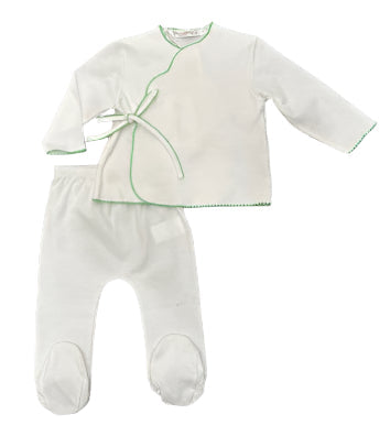La Mascot White/Green Picot Trim Wrap Set