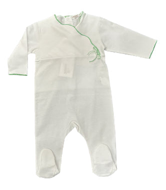 La Mascot White/Green Picot Trim Footie