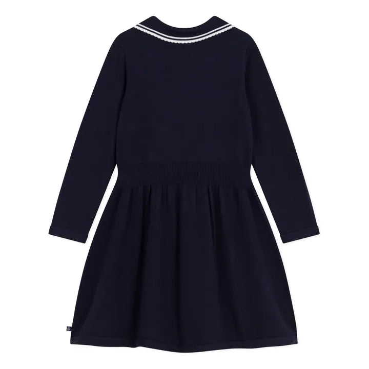 Petit Bateau Knit Waisted Dress With Collar