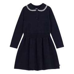 Petit Bateau - Knit Waisted Dress with Collar | Classic French Baby Dress