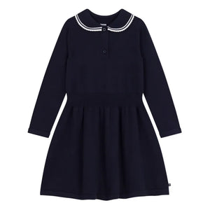 Petit Bateau - Knit Waisted Dress with Collar | Classic French Baby Dress