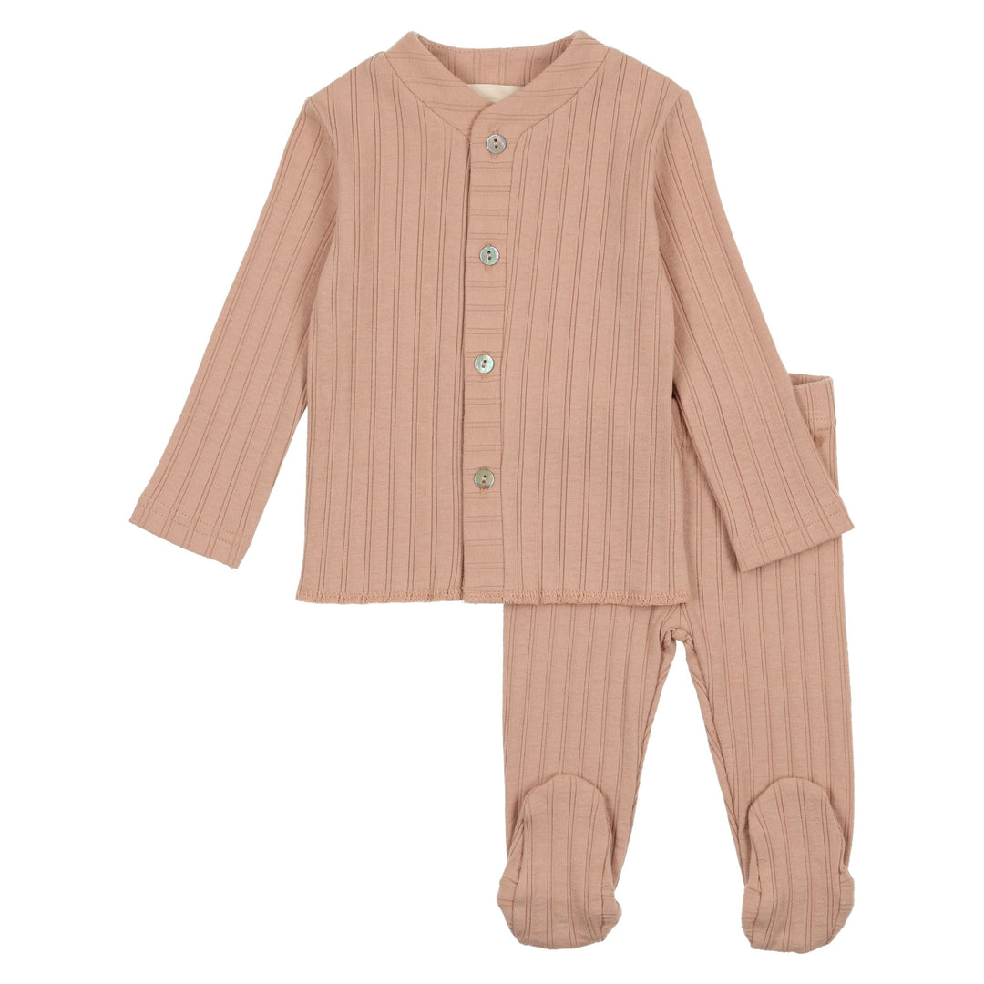 Mema Knits Old Rose Cardigan Set