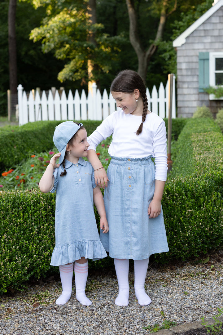 Mode Avant Light Denim Ruffle Dress