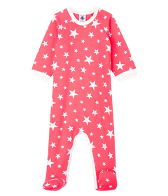 Petit Bateau Baby Girl's Star-Print Cotton Footie - Zip Up feature