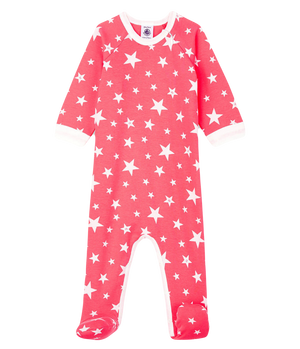 Petit Bateau Baby Girl's Star-Print Cotton Footie - Zip Up feature