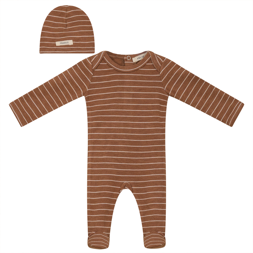 Fragile Cider Stripe Footie with Hat