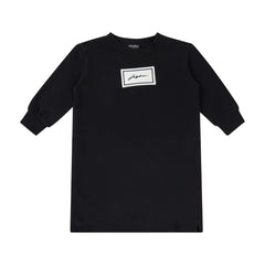 A front view of the JayBee sherpa patch children's sweat dress.