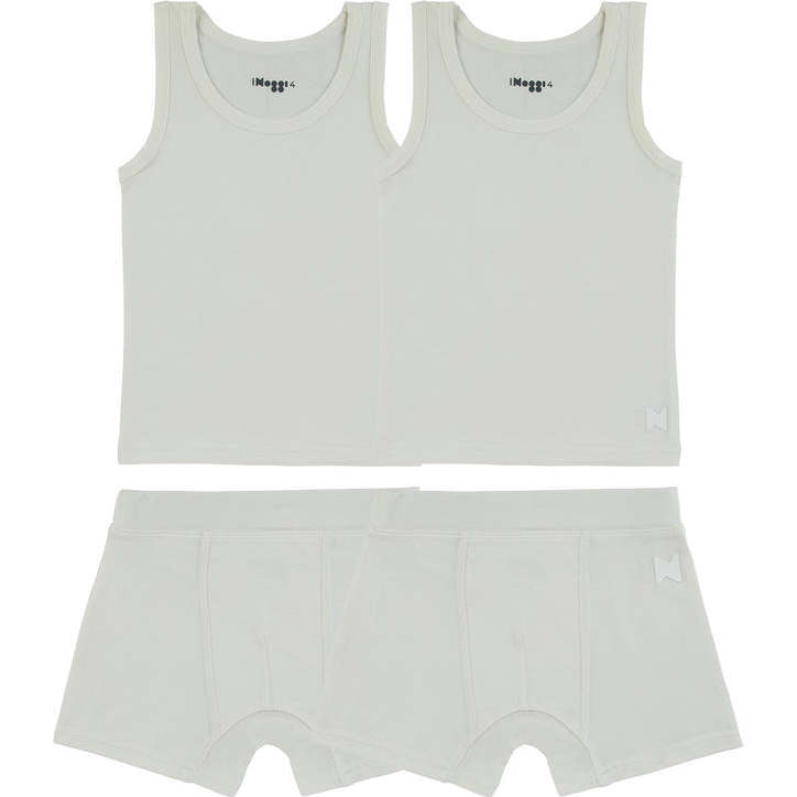 Noggi Boy White Cotton Bamboo 2 Sets