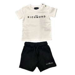 A breathtaking John Richmond two-piece Galiakop set featuring a premium graphic t-shirt and matching tailored bermuda shorts.
