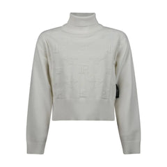 front view of the John Richmond off-white monogram girls' turtleneck sweater.