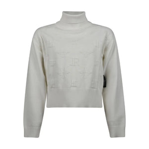 front view of the John Richmond off-white monogram girls' turtleneck sweater.