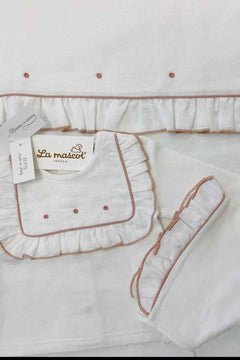 LA MASCOT INFANT 2 PIECE KNIT SET WITH LACE EDGE - MADE IN ITALY