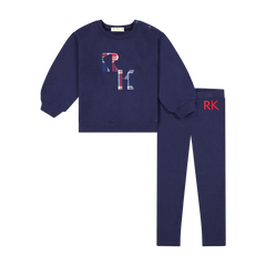 Retro Kid Navy Miles Plaid Logo Set
