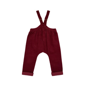 The clean back view of the comfortable toddler gingham trousers.