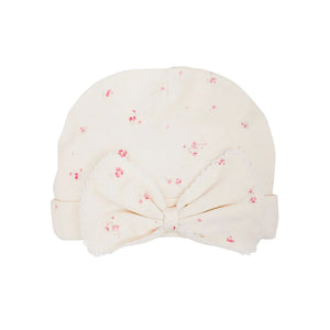 A front view of the elegant rose garden bow hat by Livly.