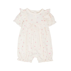 A front view of the elegant Livly Rose Garden Edith Jumpsuit in Ivory.