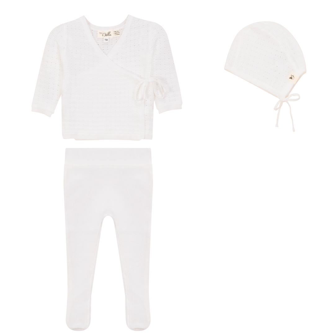 Bebe Bella Off White Pointelle Wrap Set