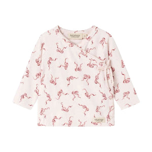 A flat-lay view of the MarMar Copenhagen Aiko footie in bows pink.