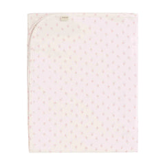 A front view of the MarMar Copenhagen mini bloom floral knit baby blanket.
