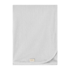 front view of the MarMar Copenhagen Blue Haze Alida knit baby blanket.