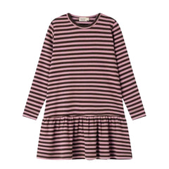front view of the MarMar Copenhagen heather stripe baby and toddler Diro dress.