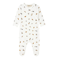 front view of the MarMar Copenhagen Cars print Rubello baby footie.