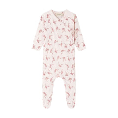 A flat-lay view of the MarMar Copenhagen Rubetta footie in bows pink.