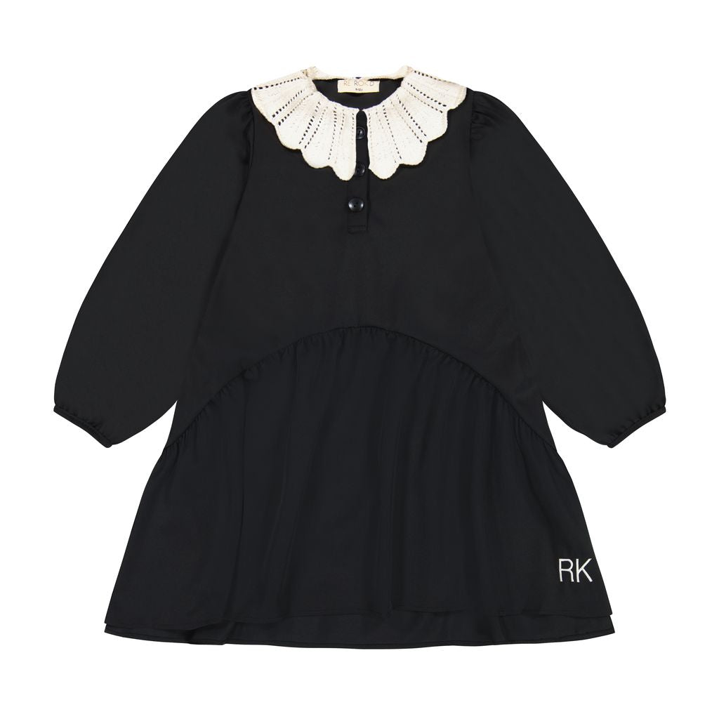 Retro Kid Black Mae Removable Knit Collar Maxi Dress