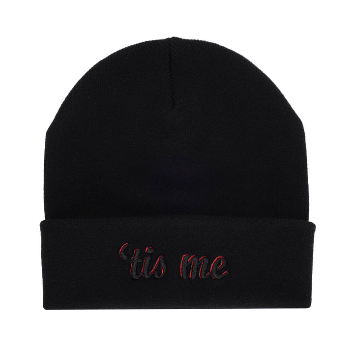 Tis Me Black 3D Embroidered Logo Beanie