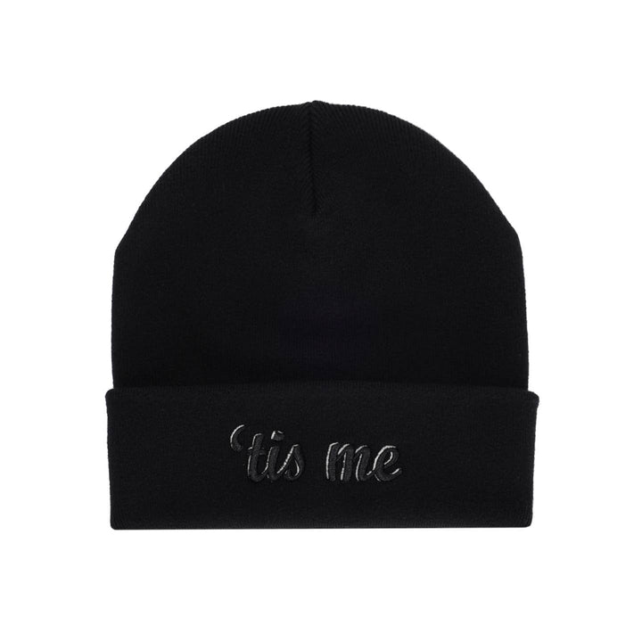 Tis Me Black 3D Embroidered Logo Beanie