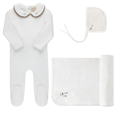 Aurora Ivory/Brown Embroidered Velour Collar Take Me Home Set