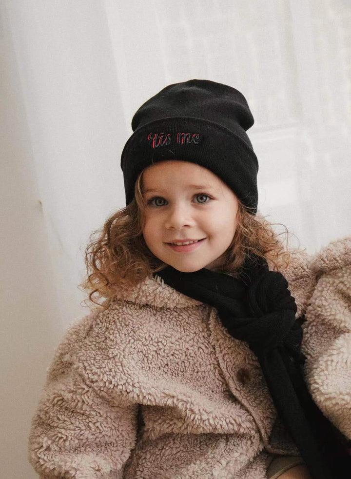 Tis Me Black 3D Embroidered Logo Beanie