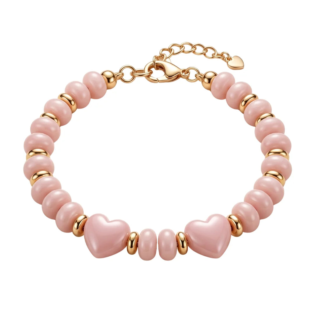 A breathtaking My Little Jewel Pink Beaded Bow Bracelet, showcasing its authoritative architectural bow motif and refined gold-tone beaded texture for an elegant girls' wardrobe.