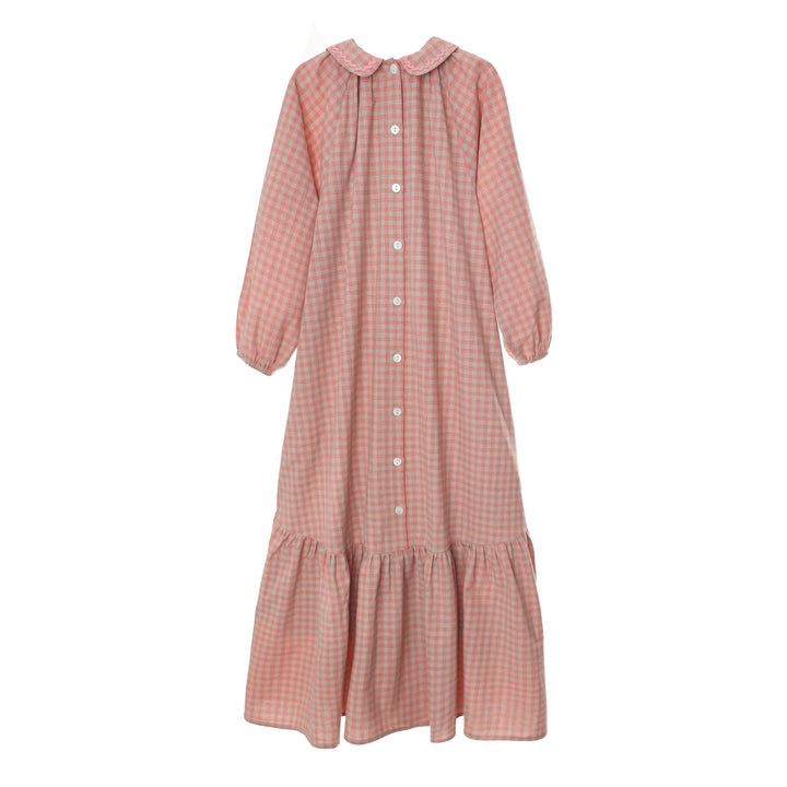 Bonjour Pink Gingham Collar Maxi