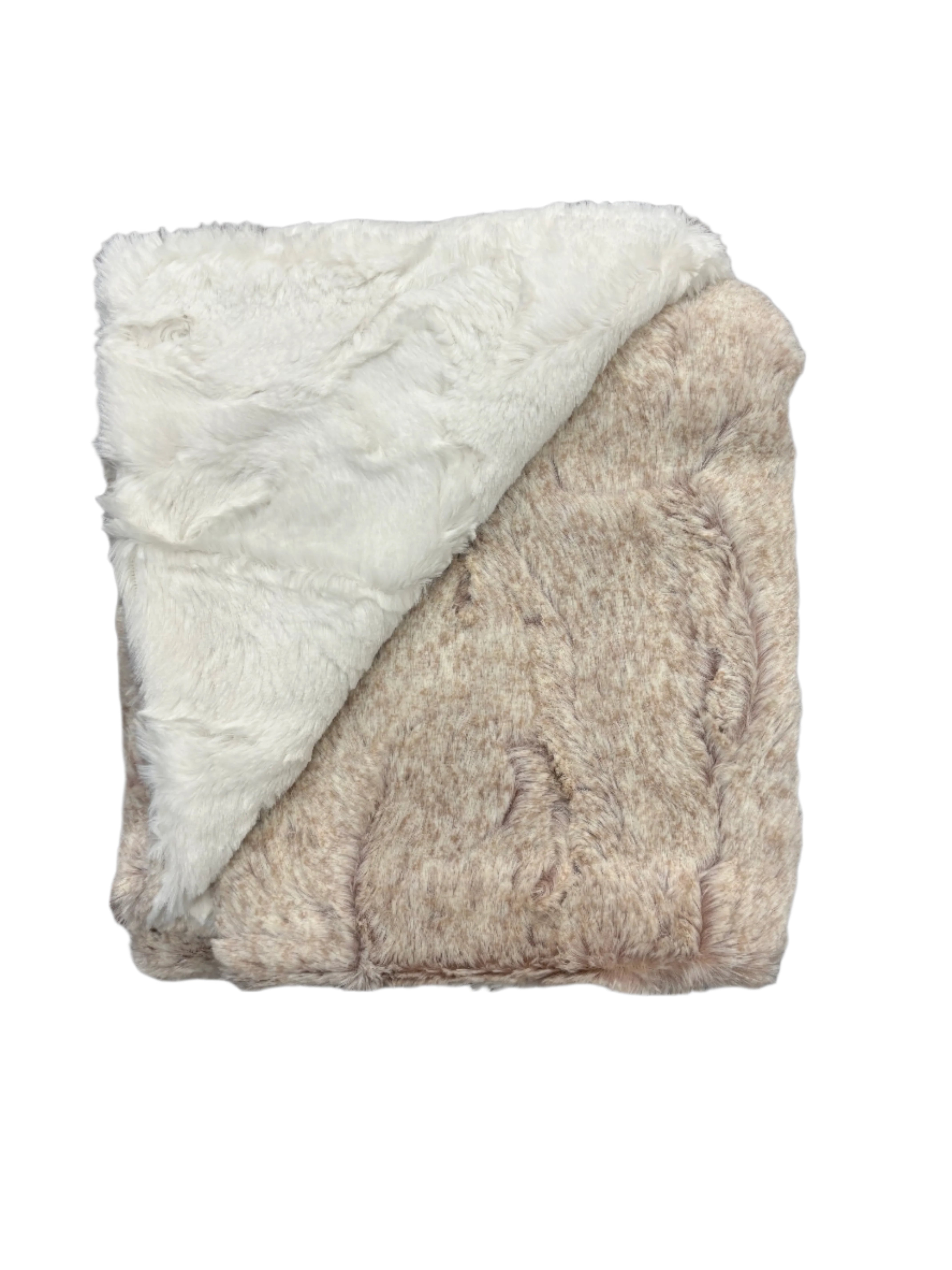 Peluche Oatmeal Heather and Natural Fur Blanket