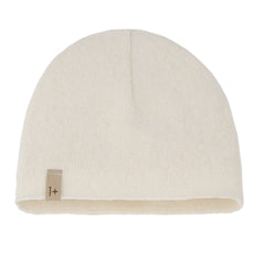 A breathtaking 1+ in the Family Angers Knit Beanie in Ecru, showcasing its authoritative architectural fit and refined Spanish knit texture.