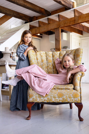 Bonjour Blue Gingham Collar Maxi