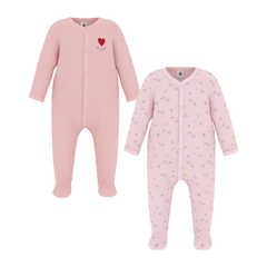 A breathtaking Petit Bateau 2-pack featuring one iconic striped footie and one delicately printed footie, designed for cozy everyday wear.