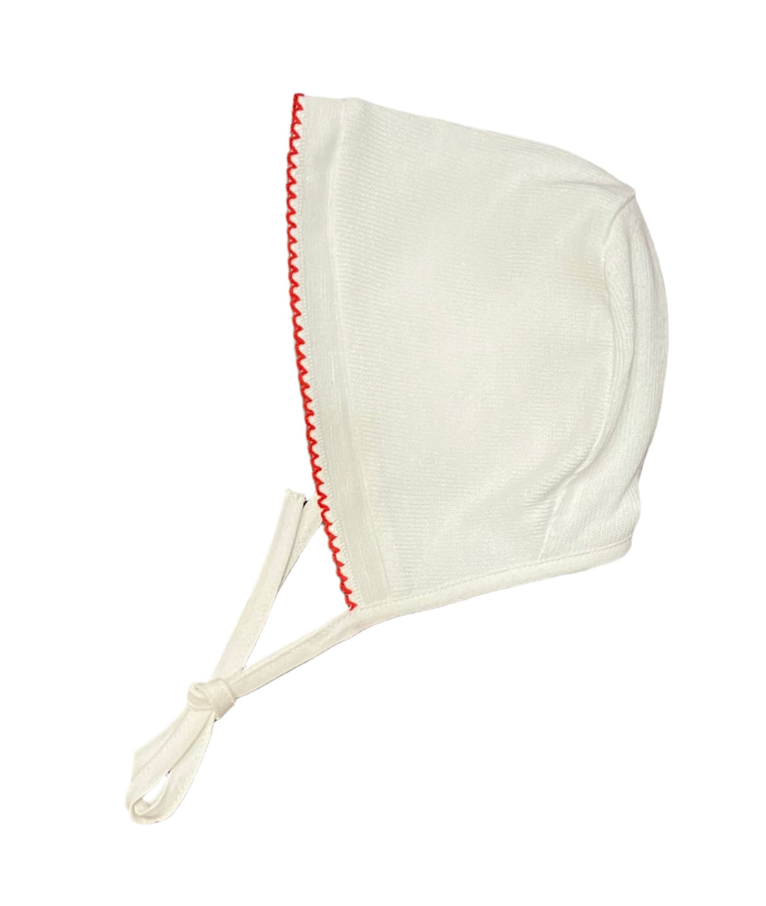La Mascot White/Red Picot Trim Bonnet