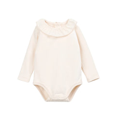 A front view of the Play Up rib body in beige.
