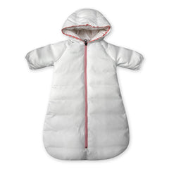 Pink Rick Rack Snowsuit Bunting | Cozy Quilted Baby Winter One-Piece