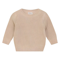 A breathtaking Pompomme Kids Beige Chunky Sweater, showcasing its authoritative architectural knit and refined neutral texture for a curated wardrobe.