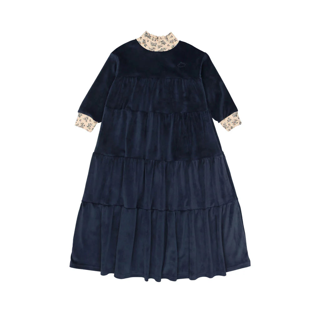 Pouf navy Velour Robe